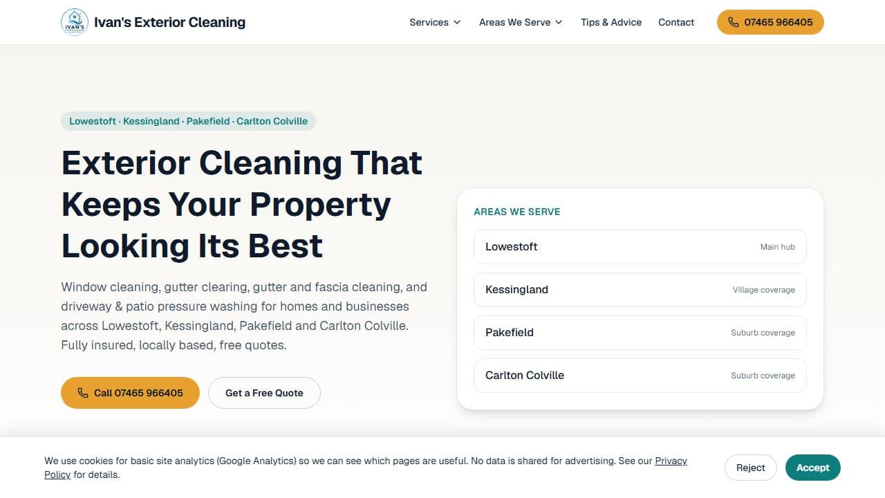 Ivan's Exterior Cleaning website screenshot